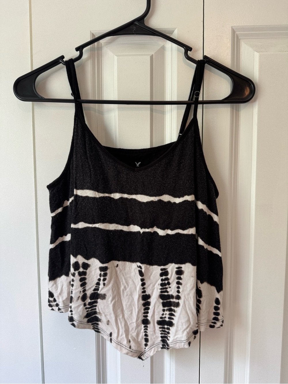 American Eagle Black & White Tie-Dye Spaghetti Strap Camisole - Women